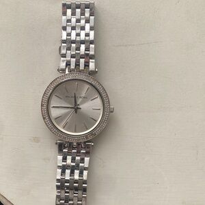 Michael Kors Silver Crystal-Bezel Stainless Bracelet Watch